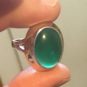 Sterling silver green onyx ring